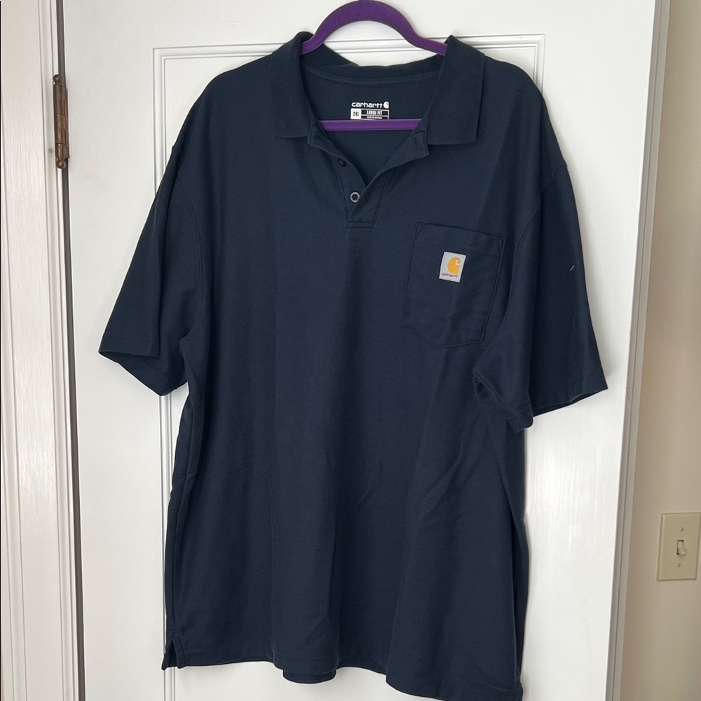 Carhartt Men’s Dark Navy Pocket Polo Loose Fit